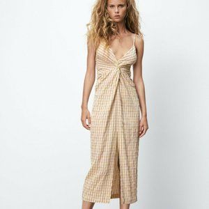 ZARA GINGHAM FRONT SLIT DRESS MULTICOLOR